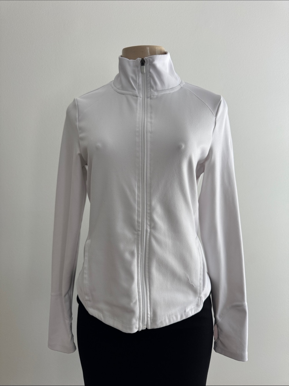 Danskin White Full-Zip Bomber Jacket